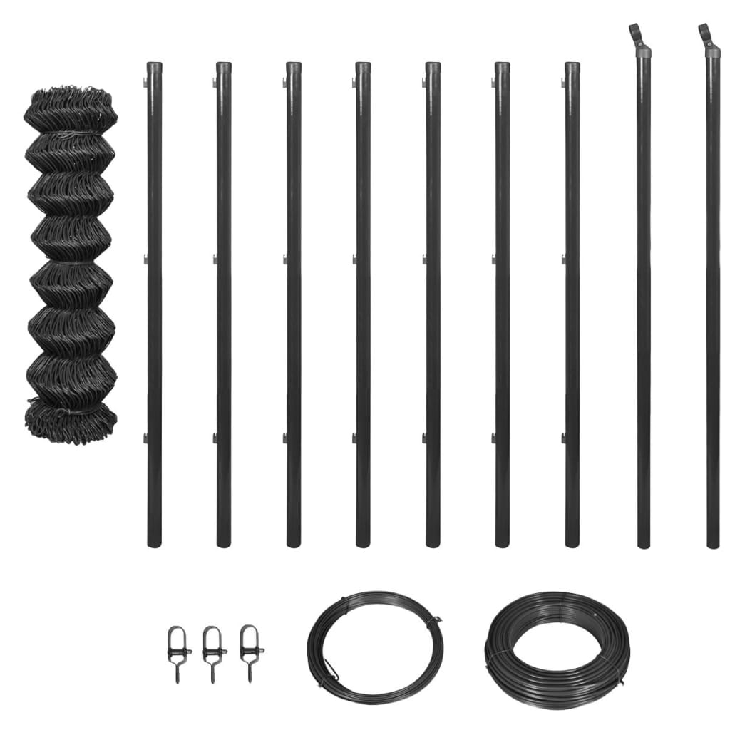 vidaXL Verkkoaita tolpilla ja asennustarvikkeilla 1,5×15 m harmaa