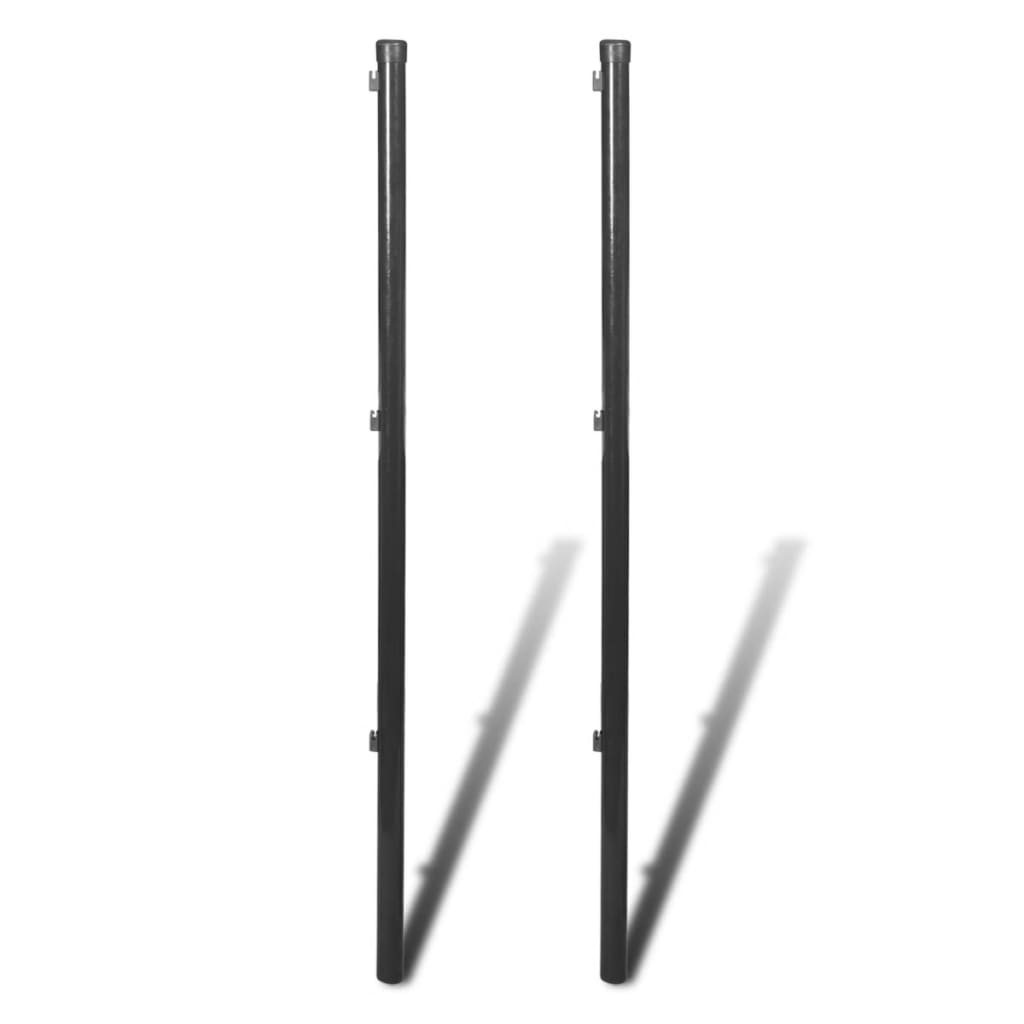 vidaXL Postes para valla de tela metálica 2 unidades gris 150 cm