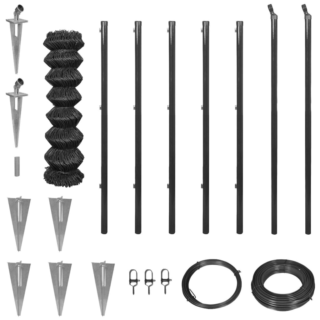 vidaXL Verkkoaita maapiikeillä 0,8×15 m harmaa