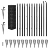 vidaXL Euro Fence Set with Ground Spikes 25x1.2 m Steel Grey