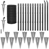 vidaXL Euro Fence Set with Ground Spikes 25x0.8 m Steel Grey