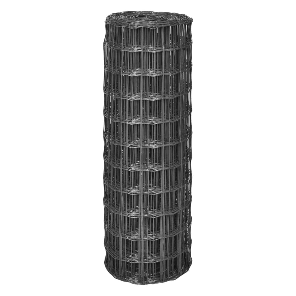 vidaXL Euro Fence Steel 25x1.7 m Grey