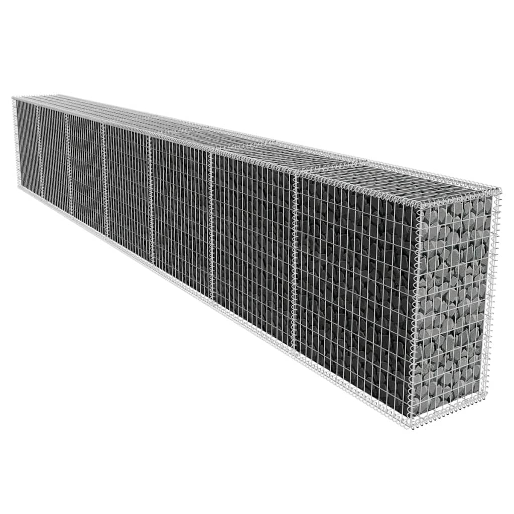 vidaXL Perete gabion cu capac, 600 x 50 x 100 cm, oțel galvanizat imagine vidaxl.ro