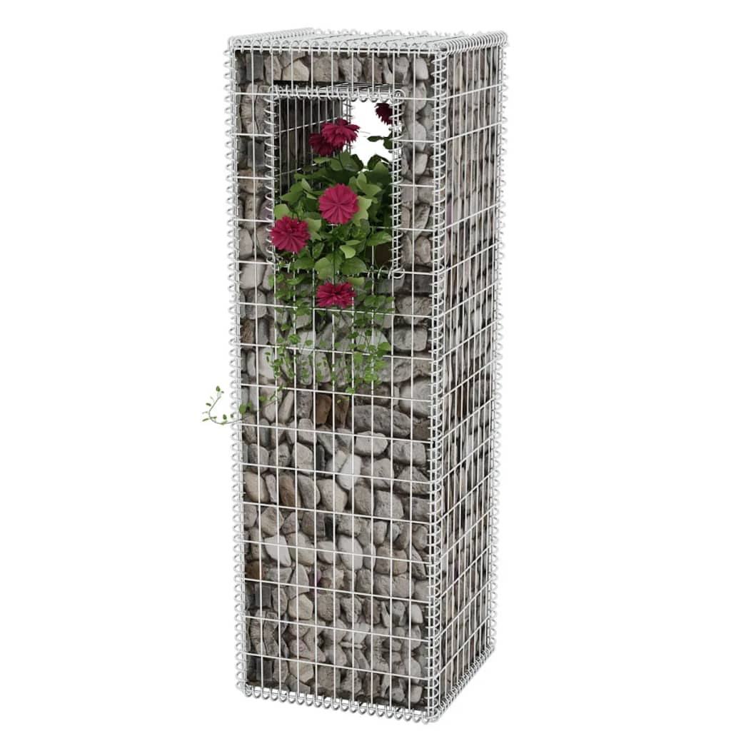 vidaXL Gabion-kori/kukkalaatikkopylväs teräs 50x50x160 cm