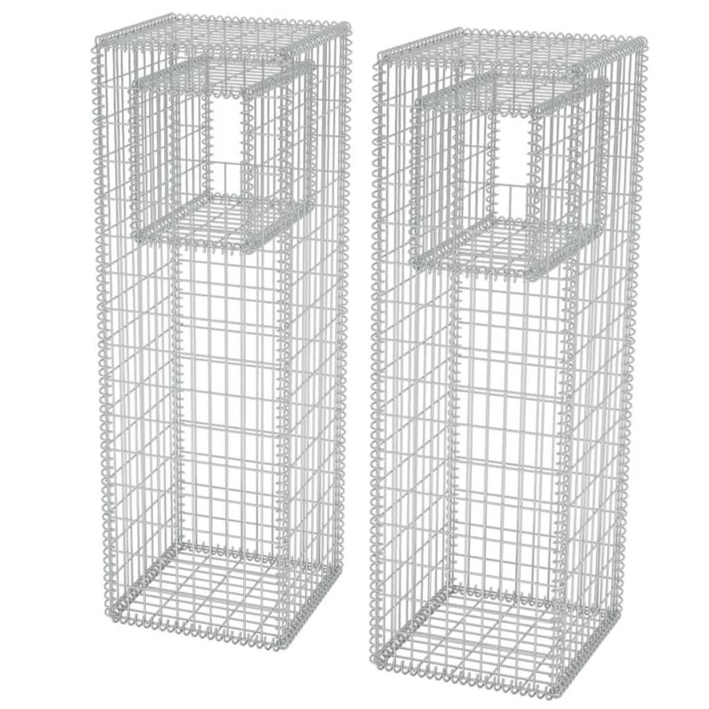 

vidaXL Gabion Basket Posts/Planters 2 pcs Steel 19.7"x19.7"x63"