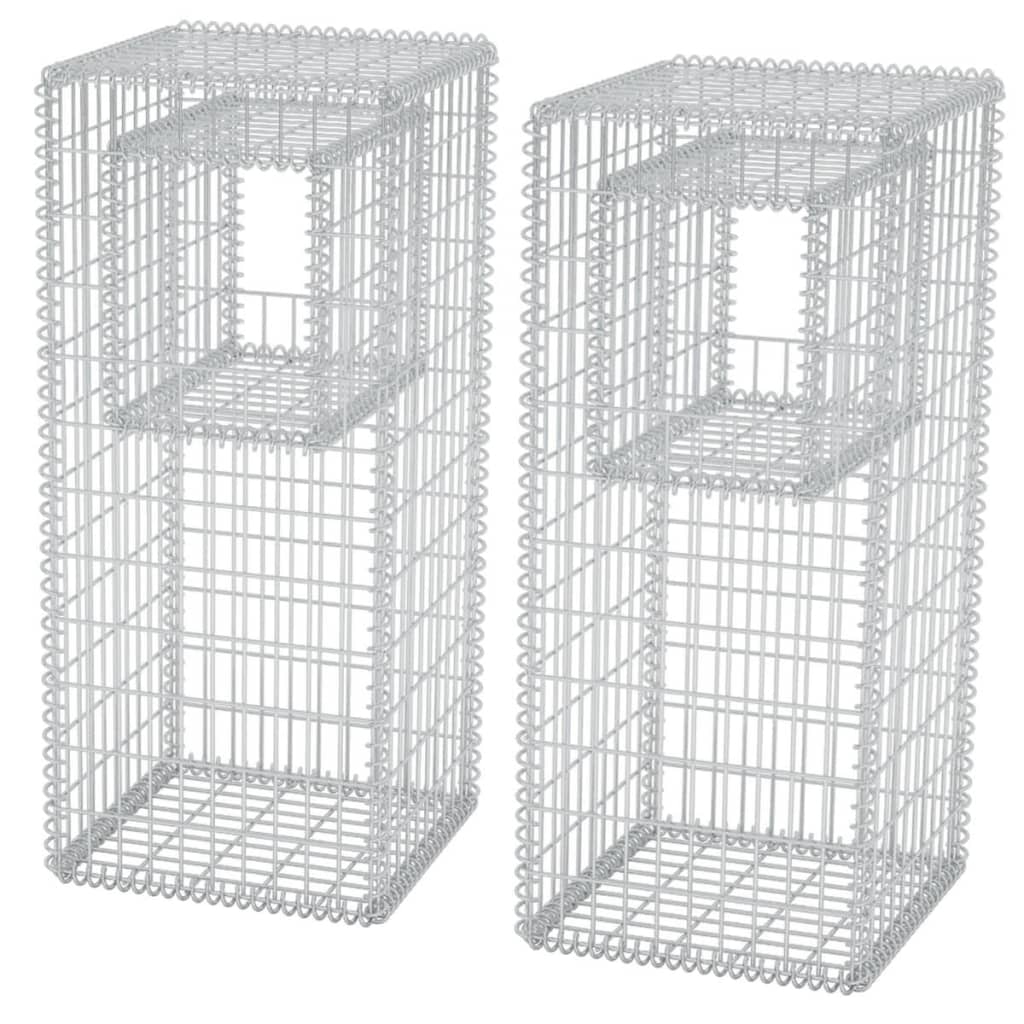 

vidaXL Gabion Basket Posts/Planters 2 pcs Steel 19.7"x19.7"x47.2"