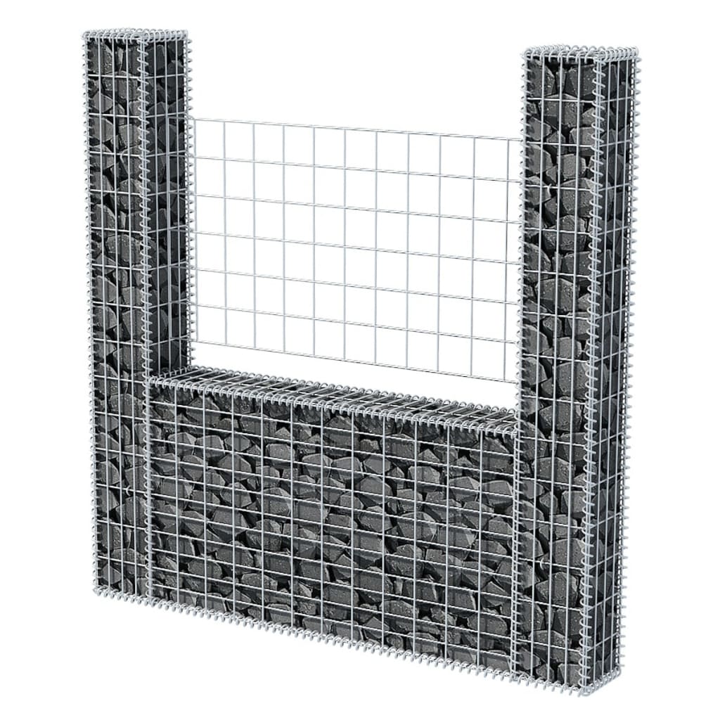 vidaXL Gabion mand U-vormig 160x20x150 cm staal afbeelding