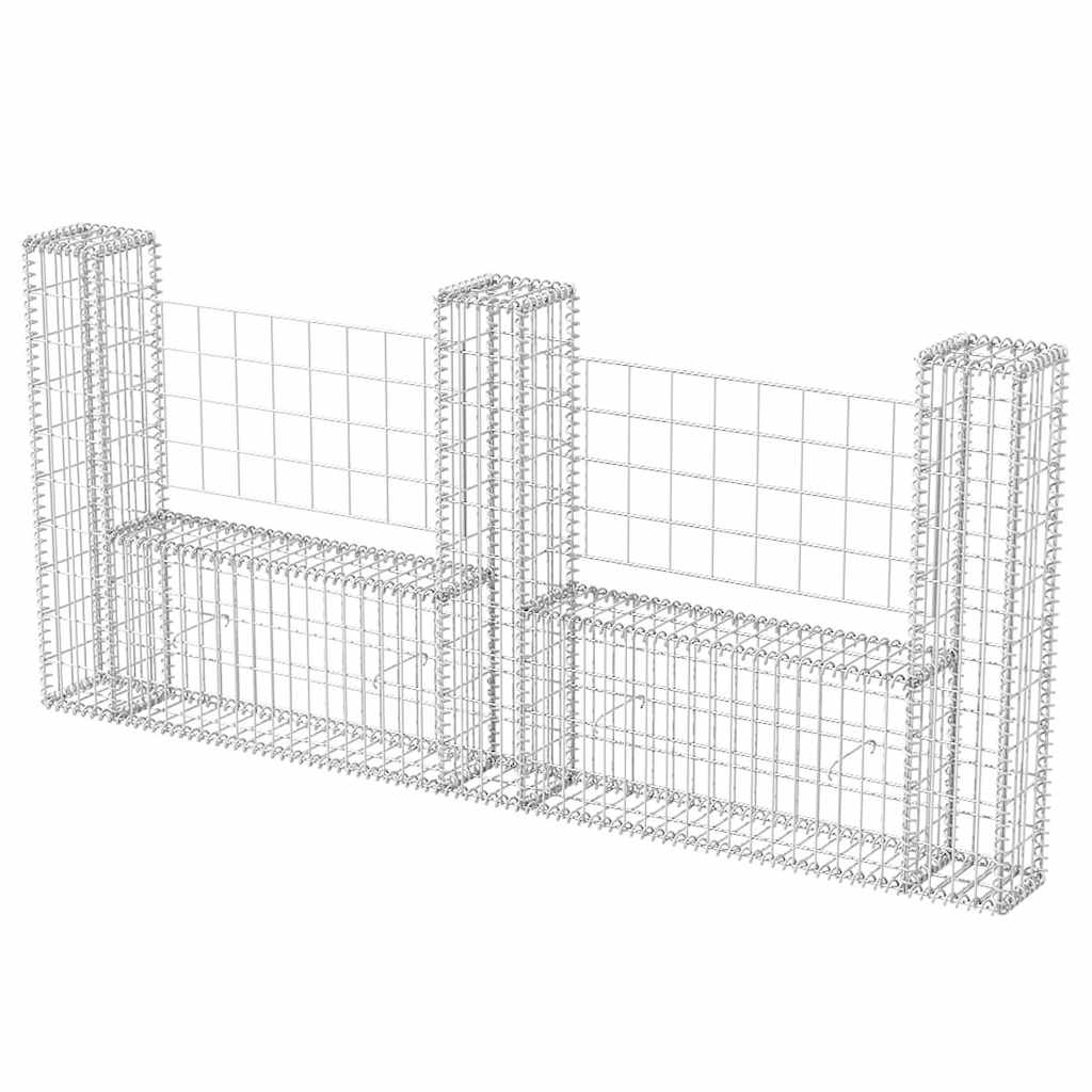 vidaXL Gabionový koš ve tvaru U pozinkovaná ocel 240 x 20 x 100 cm