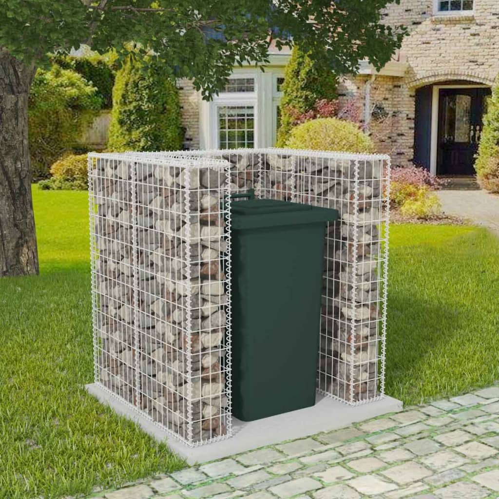 vidaXL Gabion unic îngrădire pubelă, oțel, 110 x 100 x 120 cm