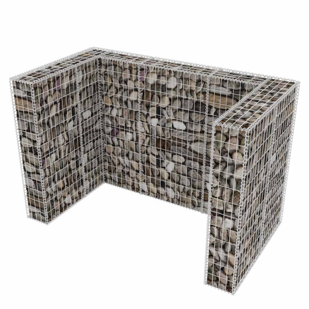 vidaXL gabion-afskærmning til 2 affaldsbeholdere 180x100x120 cm stål