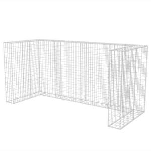 Gabionová zástěna pro 3 popelnice ocelová 250 x 100 x 120 cm - obrázek 2
