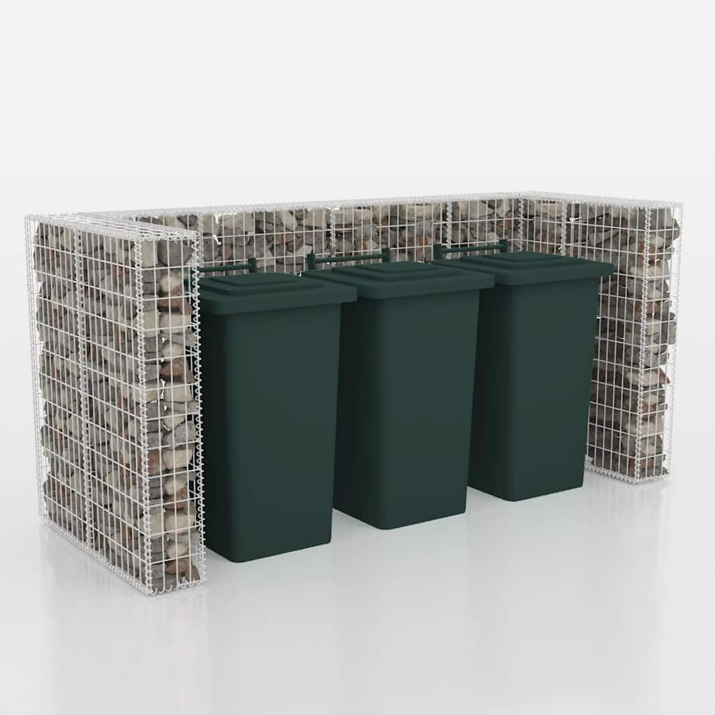 

vidaXL Schanskorf drievoudige vuilnisbak ombouw 250x100x120 cm staal