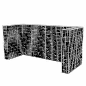 Gabionová zástěna pro 3 popelnice ocelová 250 x 100 x 120 cm - obrázek 5