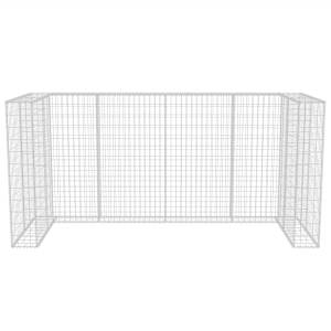 Gabionová zástěna pro 3 popelnice ocelová 250 x 100 x 120 cm - obrázek 7