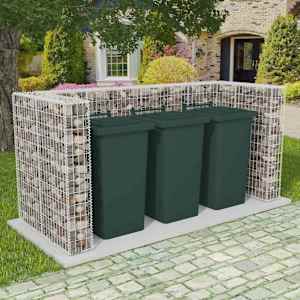Gabionová zástěna pro 3 popelnice ocelová 250 x 100 x 120 cm