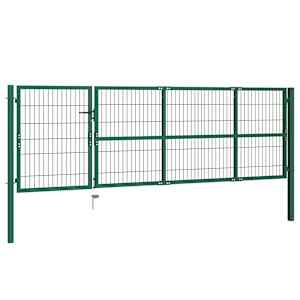 Zahradní plotová branka se sloupky 350 x 100 cm ocelově zelená - obrázek 2