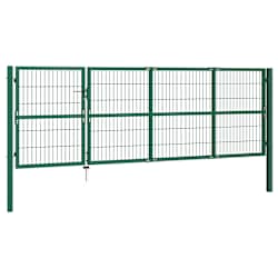 vidaXL Gartentor mit Pfosten 350x120 cm Stahl Gr&uuml;n