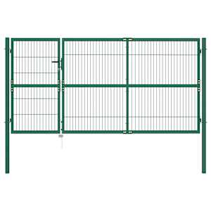 Vrtna ograja s stebrički 350x140 cm jeklo zelena