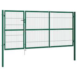 vidaXL Gartentor mit Pfosten 350x140 cm Stahl Gr&uuml;n