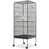 vidaXL Jaula para pájaros con techo de acero negro 54x54x146 cm