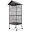  vidaXL fekete acél madárkalitka tetővel 66 x 66 x 155 cm termék 2. képe