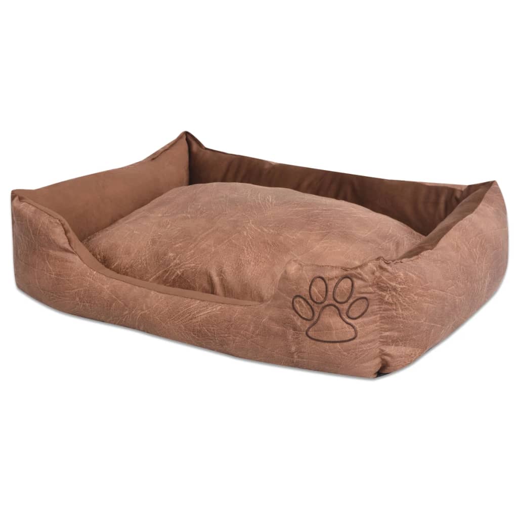 vidaXL Hundebett mit Kissen PU Kunstleder Größe M Beige