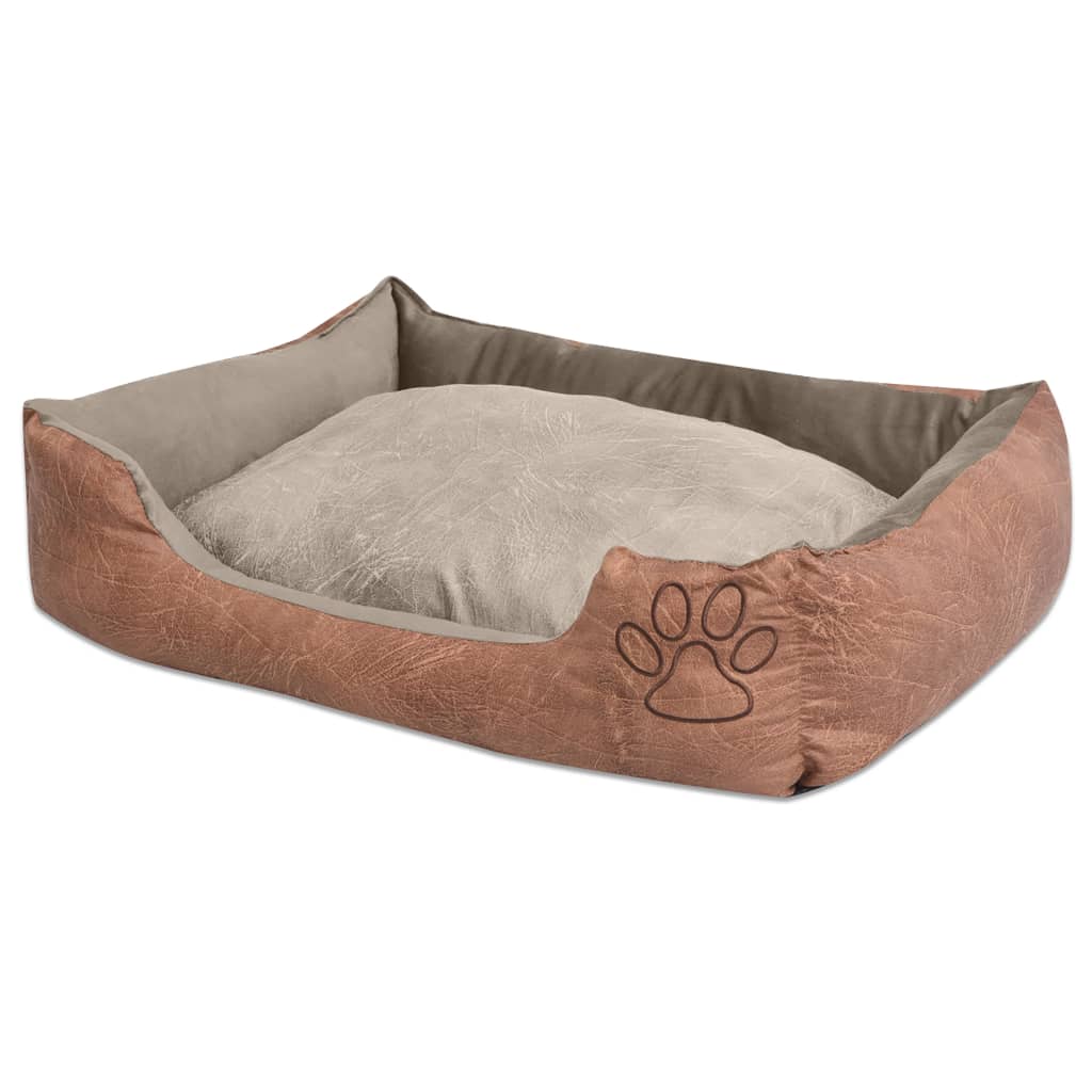 Krevet za pse s jastukom PU umjetna koža veličina XL Bež