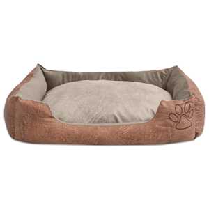 vidaXL Lit pour chiens avec coussin Cuir artificiel PU Taille XL Beige
