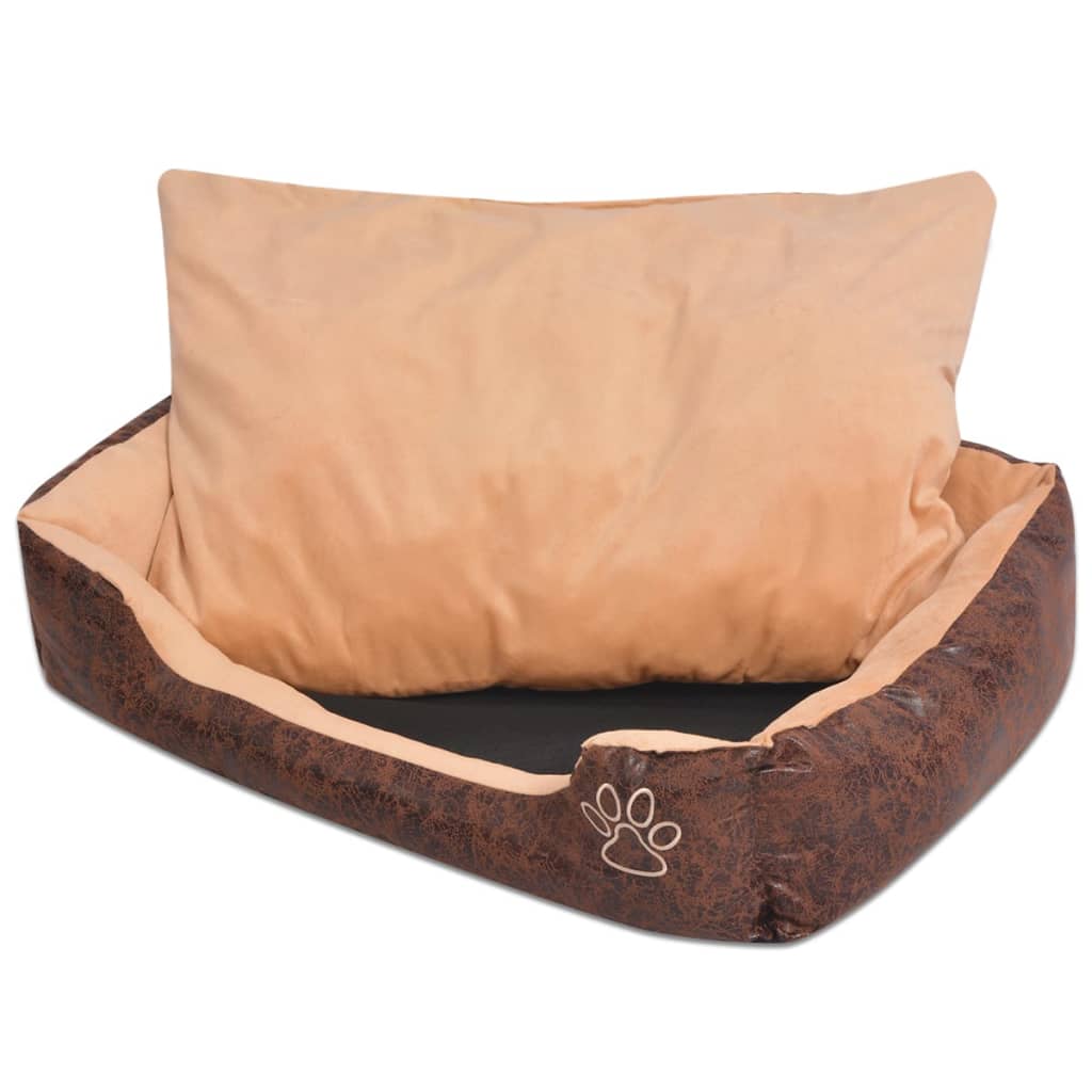 Lit pour chiens avec coussin Cuir artificiel PU Taille S Marron