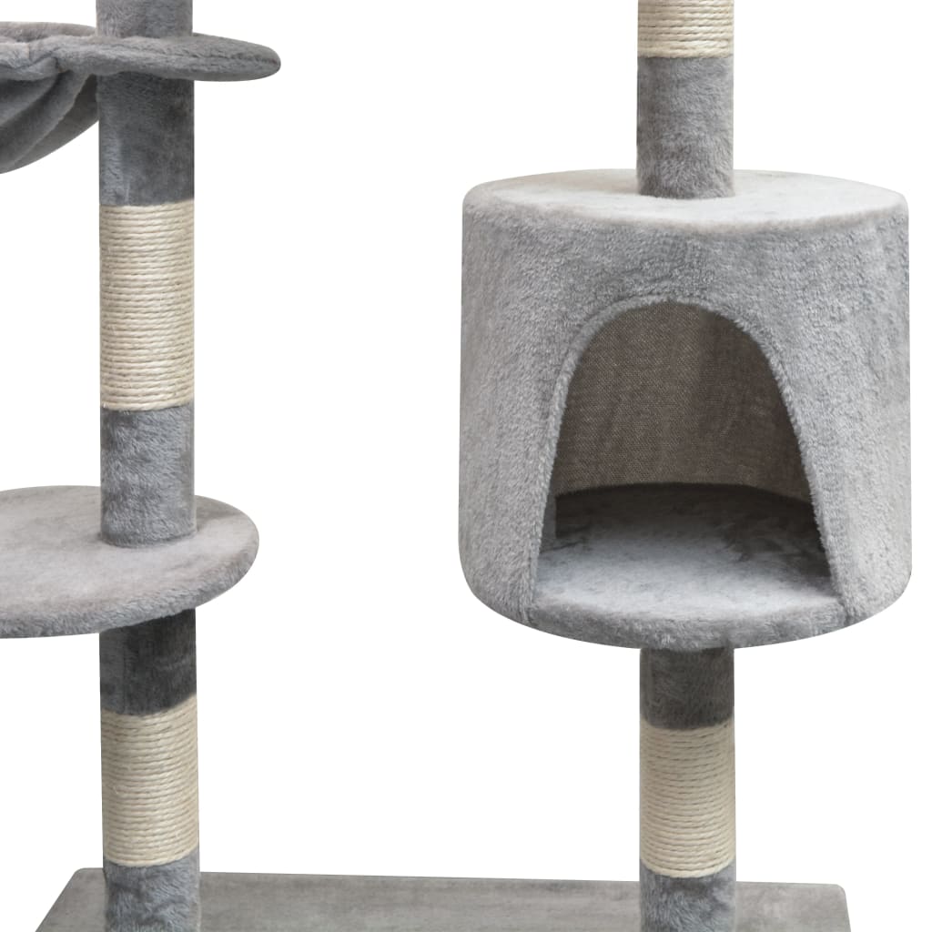 Škrabadlo pro kočky se sisalovými sloupky, 125 cm, šedá