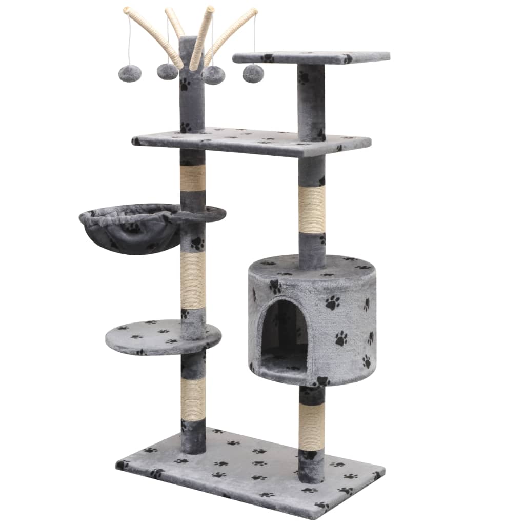 

vidaXL Kattenkrabpaal met sisal krabpalen 125 cm pootafdrukken grijs