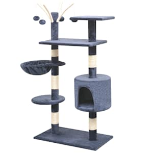 Škrabadlo pro kočky se sisalovými sloupky, 125 cm, tmavě modrá - obrázek 2
