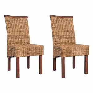 Jedilni stoli 2 kosa rjavi naravni ratan