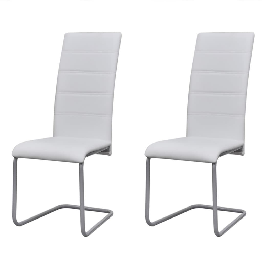 

vidaXL Cantilever Dining Chairs 2 pcs White Faux Leather