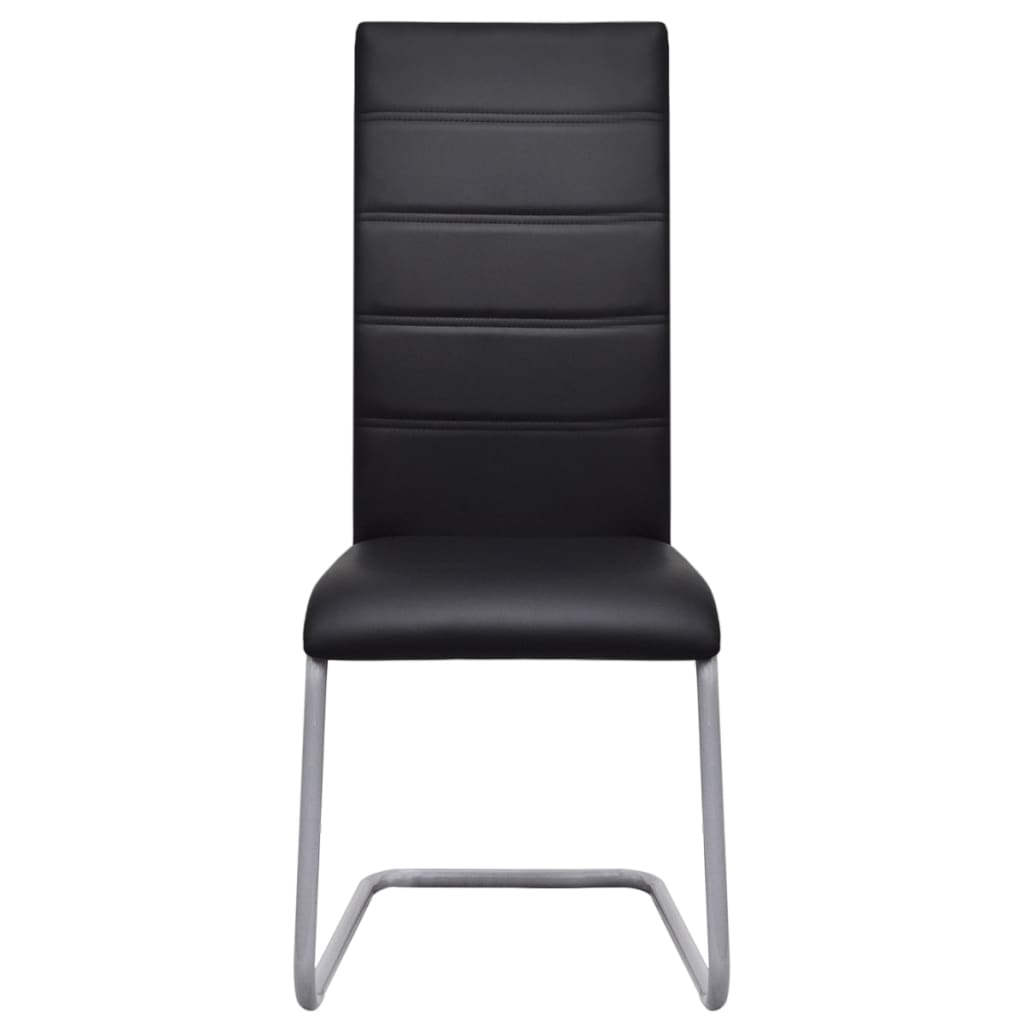 243264 vidaXL Cantilever Dining Chairs 2 pcs Black Faux Leather