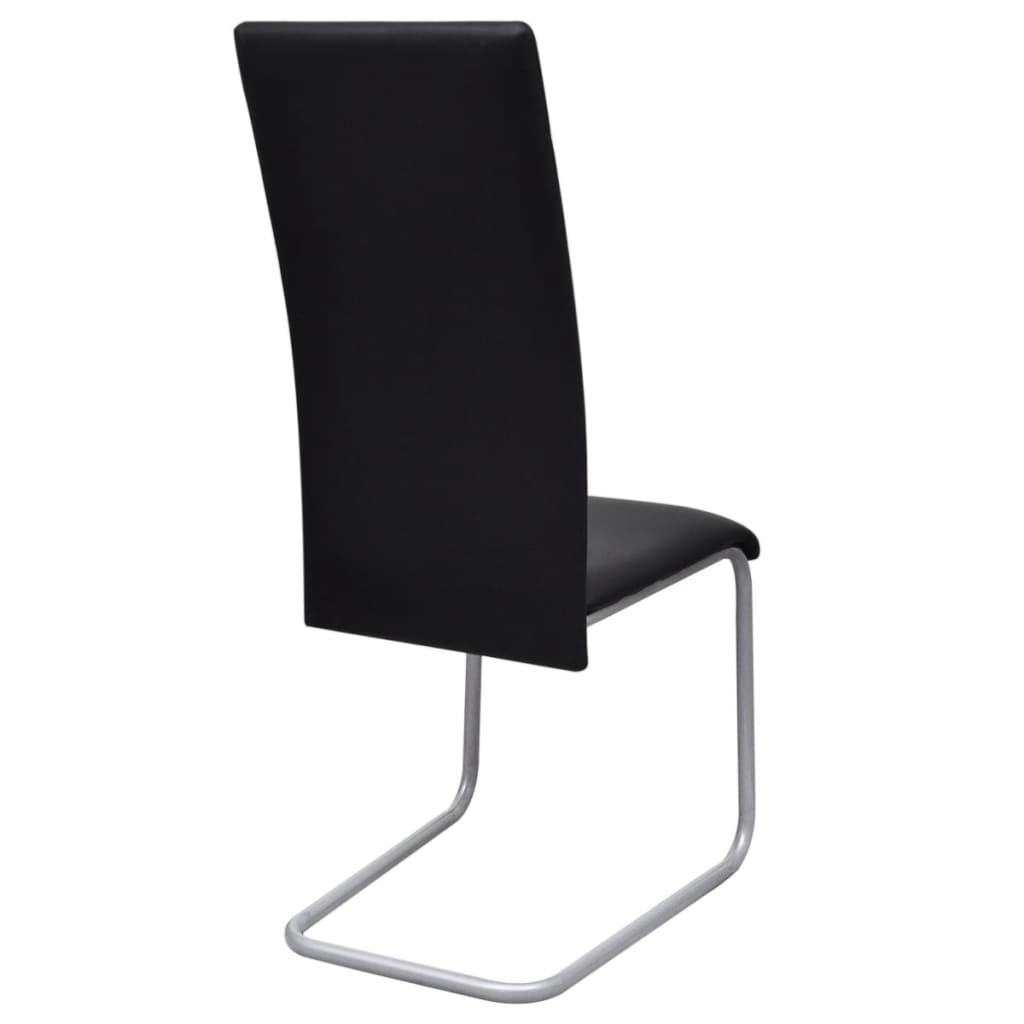 243264 vidaXL Cantilever Dining Chairs 2 pcs Black Faux Leather