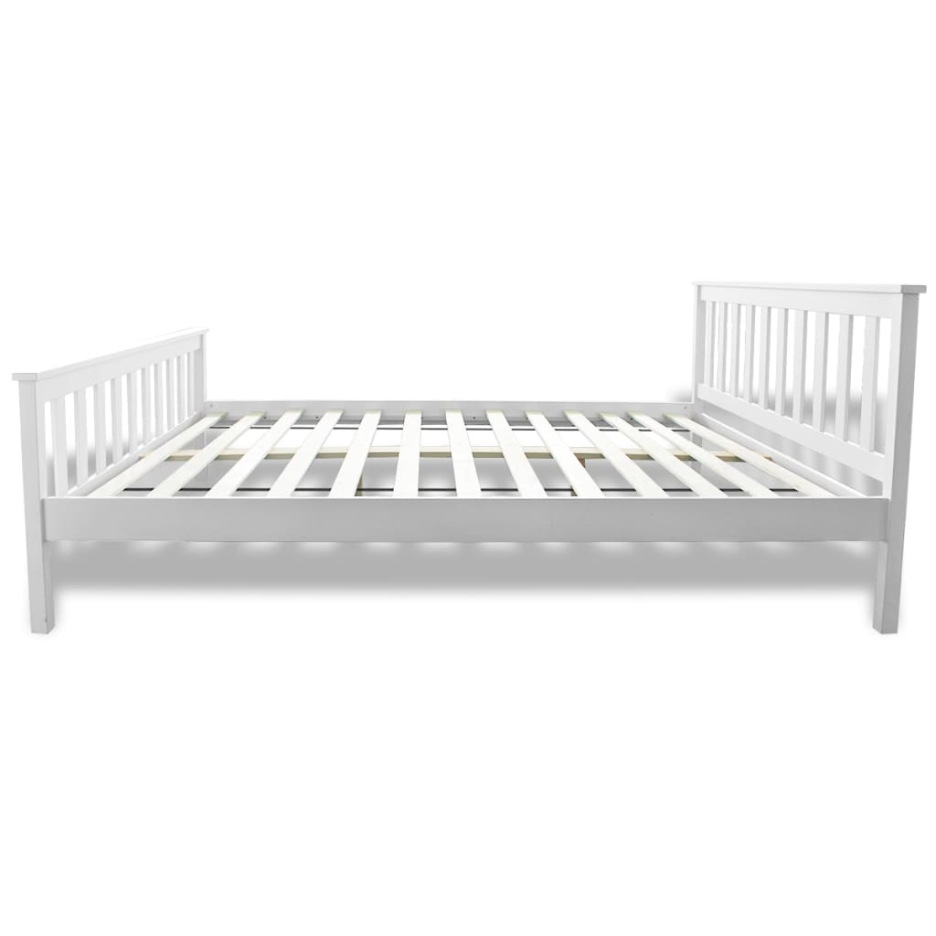 vidaXL Bed Frame White Solid Pinewood 135x190 cm 4FT6 Double