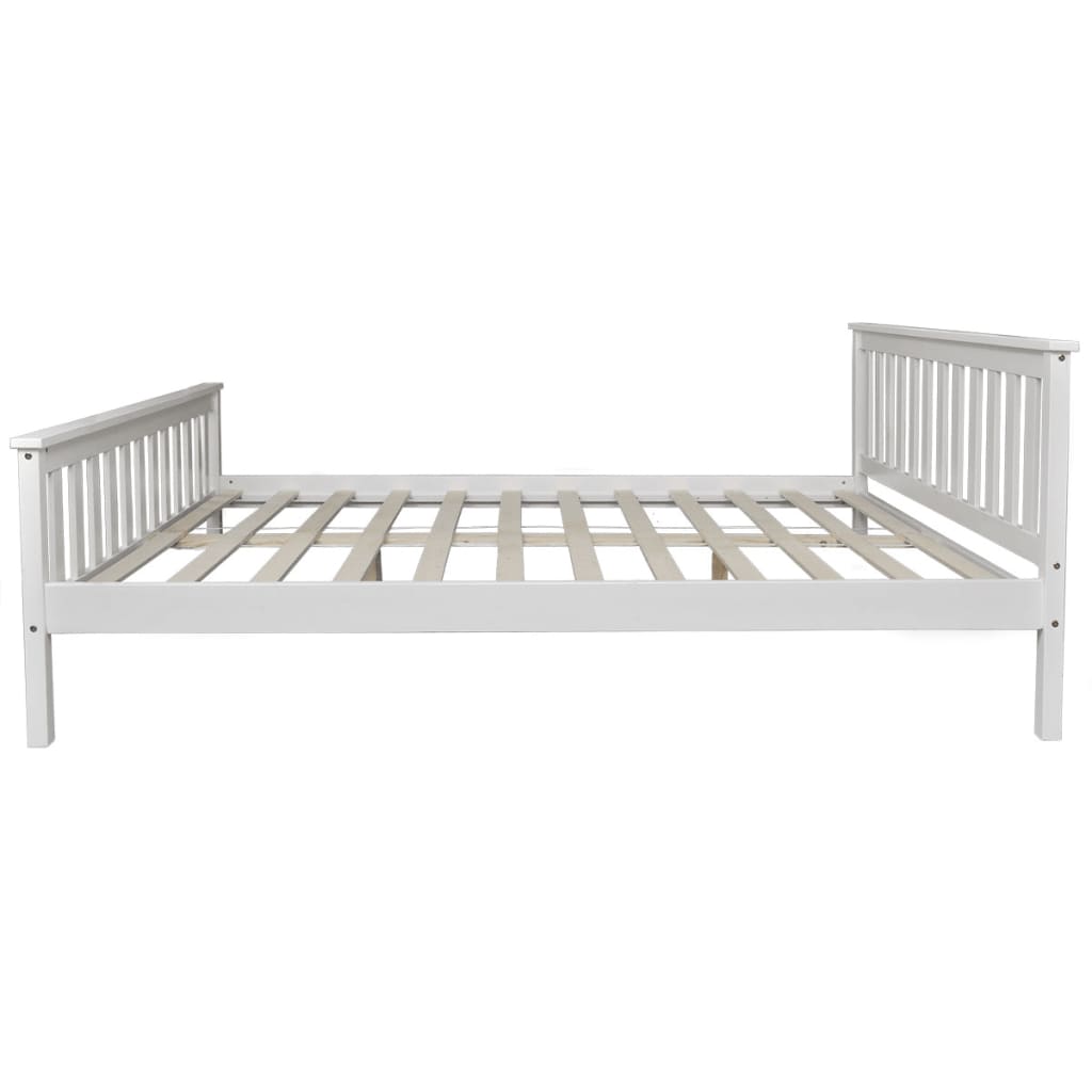 vidaXL Bed Frame White Solid Pinewood 150x200 cm 5FT King Size