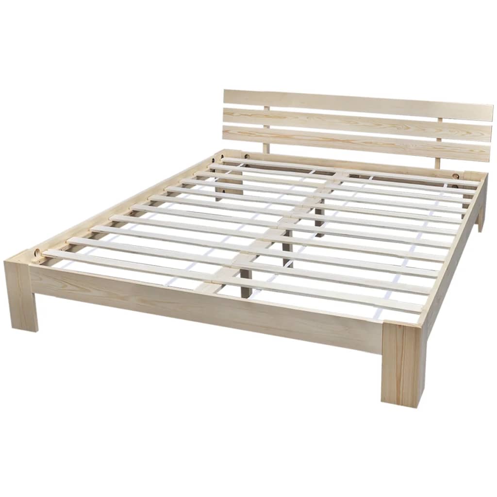 vidaXL Double Bed 5FT King Size/200x150 cm Pinewood Natural For Sale in ...