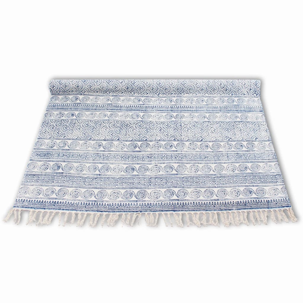vidaXL Bavlněný koberec 180x270 cm modrý