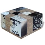 vidaXL Stolik kawowy z elementami ze skóry bydlęcej 60x60x36 cm