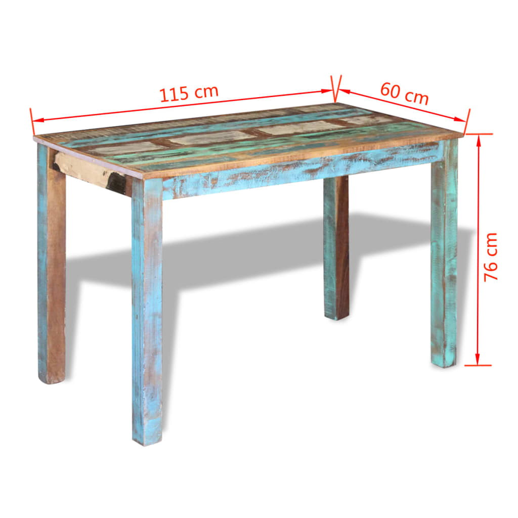 Tömör újrahasznosított fa étkezőasztal 115 x 60 x 76 cm 