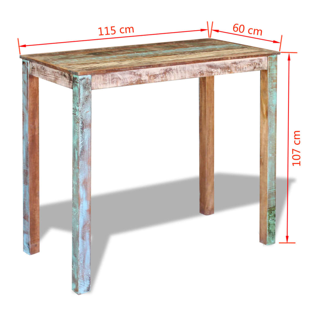 Tömör újrahasznosított fa bárasztal 115 x 60 x 107 cm 