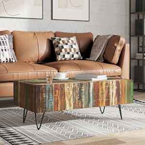 Klubska mizica iz trdnega predelanega lesa 100x50x38 cm