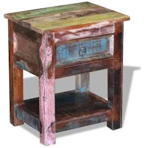 Odkládací stolek zásuvka masivní recyklované dřevo 43x33x51 cm - obrázek 3