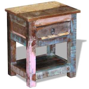 Odkládací stolek zásuvka masivní recyklované dřevo 43x33x51 cm - obrázek 4
