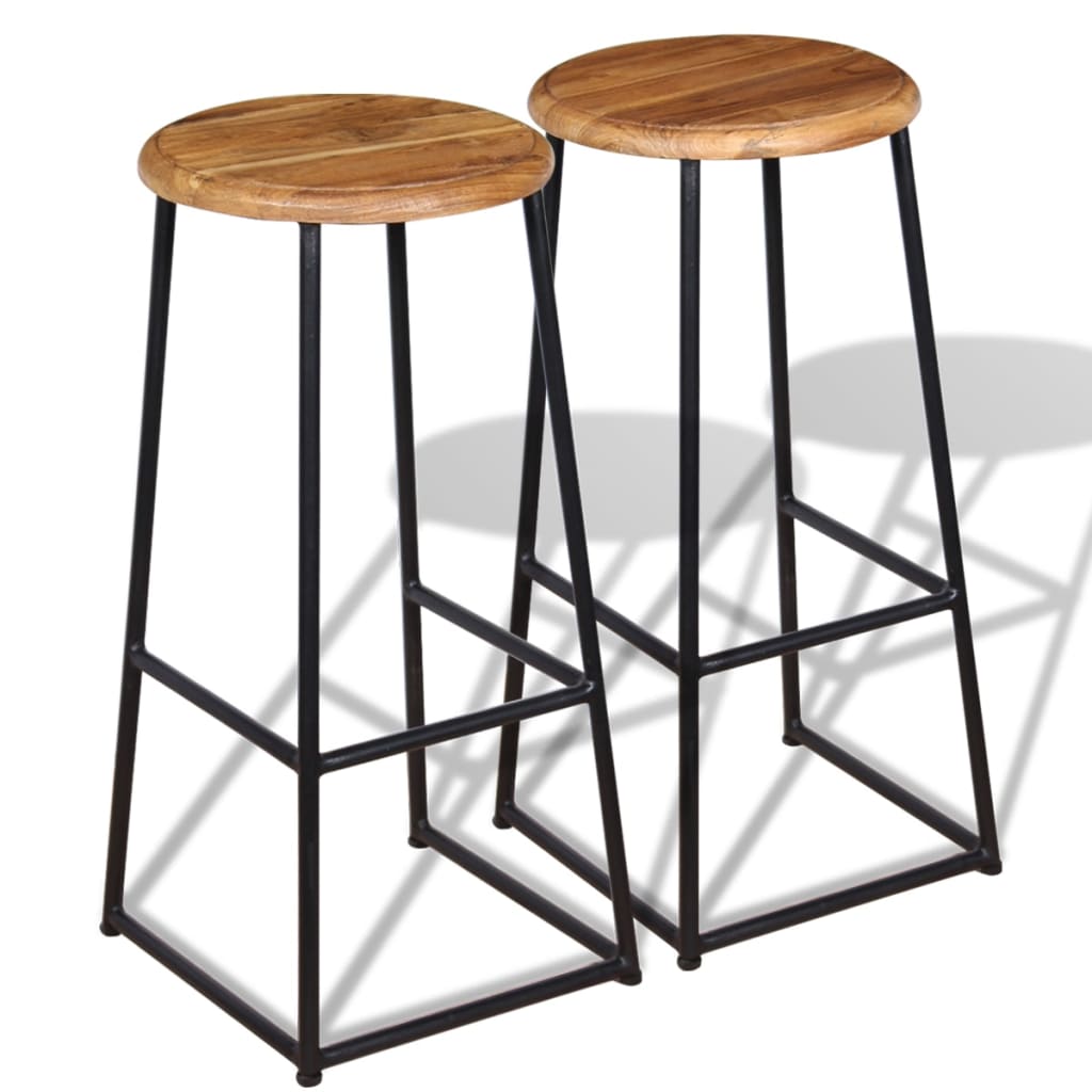 vidaXL Tabourets de bar 2 pcs Bois de teck massif