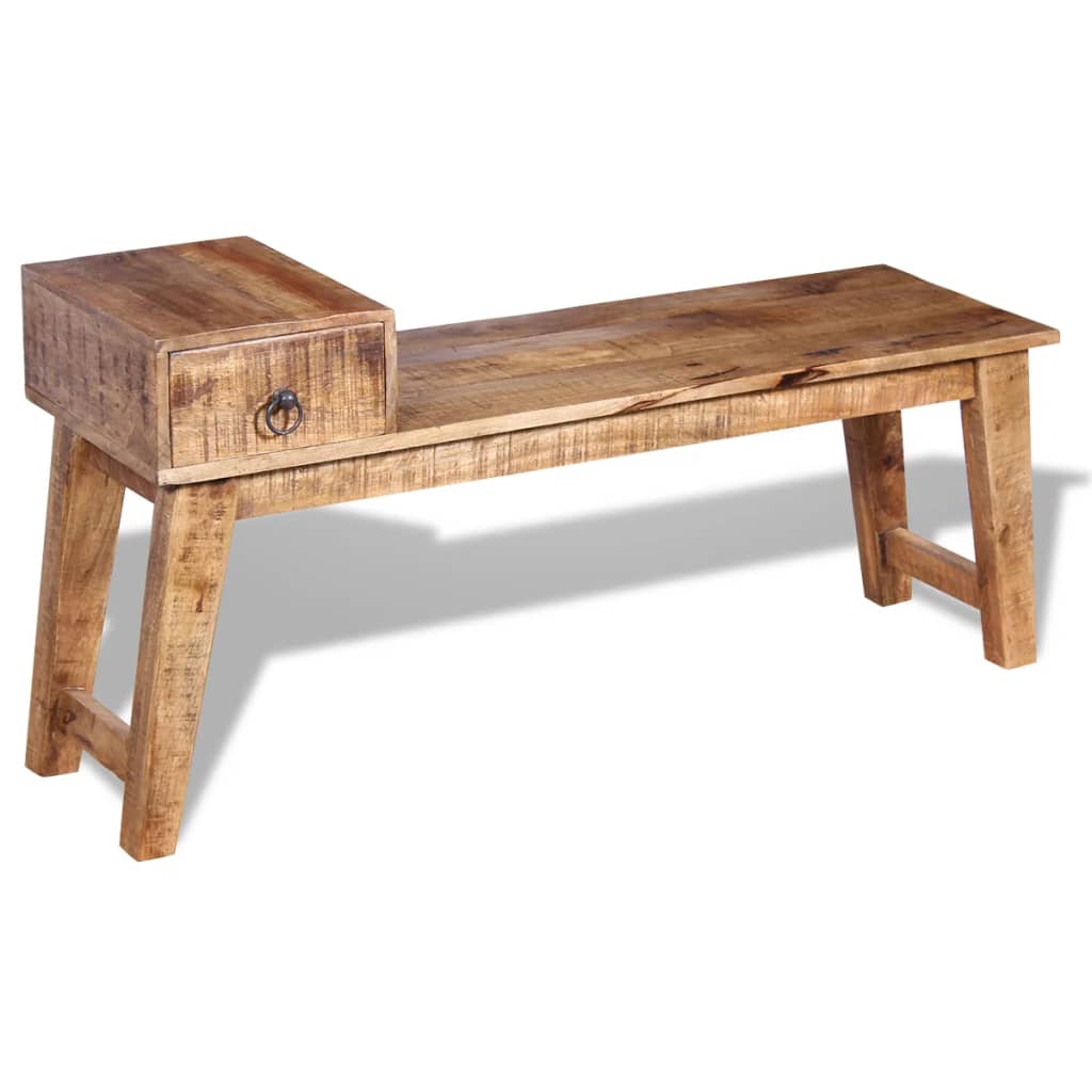 vidaXL Bancă cu sertar lemn solid de mango, 120 x 36 x 60 cm