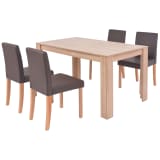 vidaXL Table et chaises 5 pcs Cuir synthétique Chêne Marron