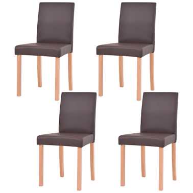 vidaXL Mesa e cadeiras de jantar 5 pcs couro artif. carvalho castanho[5/13]